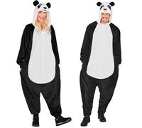 W WIDMANN MILANO Party Fashion - Tuta da panda per adulti, tuta in peluche bianco e nero con cappuccio, costume da animale per Carnevale