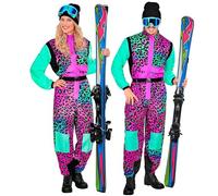 W WIDMANN MILANO Party Fashion - Tuta da sci costume per donna e uomo, tuta con cintura, design retrò per carnevale e feste après-ski