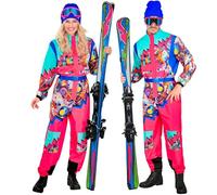W WIDMANN MILANO Party Fashion - Tuta da sci costume per donna e uomo, tuta con cintura, design retrò per carnevale e feste après-ski