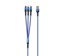 W Wonder Full Power - Cavo 3 in 1, da USB-A a USB-C/Lightning/Micro-USB, 1,2 m, Colore: Blu