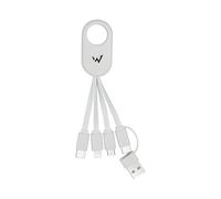 W Wonder Full Power - Cavo 4 in 1 USB-A o USB-C a USB-C/Lightning/Micro-USB, 14 cm, Colore: Bianco