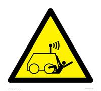 W037 Avvertimento: Run over by remote operator control Machine Sign - 200x200mm - S20