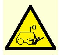 W037 Avvertimento: Run over by remote operator control Machine Sign - 300x300mm - S30
