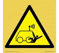 W037 Avviso: Run over by remote operator control Machine Sign - 85x85mm - S85