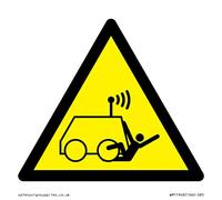 W037 Avviso: Run over by remote operator control Machine Sign - 85x85mm - S85