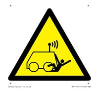 W037 Avviso: Run over by remote operator control Machine Sign - 85x85mm - S85