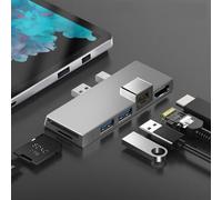 W05 8 in 1 USB3.1 GNE1 Ethernet RJ45 Converter per Surface Pro4/5/6 (argento)