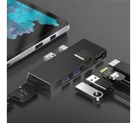 W05 8 in 1 USB3.1 GNE1 Ethernet RJ45 Converter per Surface Pro4/5/6 (nero)