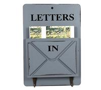 W261802 - Portalettere con gancio per appendere le lettere, in legno, con gancio per lettere, colore: grigio