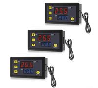 W3230 - Set di 3 termostati digitali con regolazione precisa della temperatura, display LCD, compatto e leggero, due modalità di funzionamento, raffreddamento o riscaldamento, sensore impermeabile in