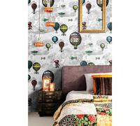 W4B Carta da Parati Mongolfiere Fatta in Carta