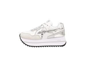 w6yz Adulto Deva W.-Sneakers in Suede e Tessuto Tecnico-Bianco, Bianco-Argento 41