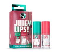 W7 Set regalo Juicy Lips lucidalabbra - Gloss labbra idratanti - Too Close & In The Clear - Regalo make-up