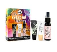 W7 Set Regalo Mini Glow Heroes - Set trucco da viaggio con primer, spray fissante e gocce abbronzanti