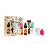 W7 Set regalo On the Go Essentials - Set di trucchi indispensabili in formato mini, con primer, spray fissante, mascara, gocce abbronzanti Golden Glow e spugnetta - Make-up essenziali