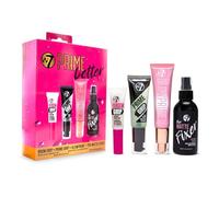 W7 Set regalo Prime Better - Set trucco con 4 confezioni di primer, spray fissante e gel per sopracciglia - Set di make-up da regalo