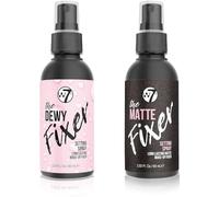 W7 The Fixer Duo - Spray Fissante per Trucco Set da 2 Pezzi - Finiture effetto rugiada e opaco per fissare il make up professionale