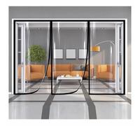 W95xH200cm Tenda trasparente per porta con installazione senza fori nero | Montaggio semplice tramite nastro a gancio e asola, ideale quando non si vuole forare.