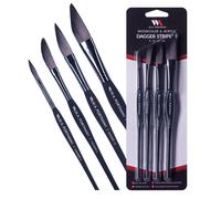 WA Portman Dagger Paint Brush Set of 4 - Dagger Brush for Watercolor &
