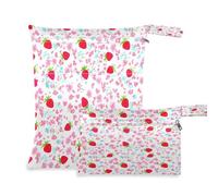 Waassud 2 borse umidificate riutilizzabili con fragole e 2 tasche con cerniera per costume da bagno e abbigliamento da palestra
