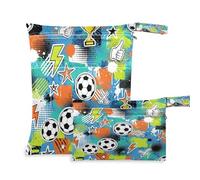 Waassud 2 sacchetti bagnati a secco con graffiti Street-Art Soccer Borse bagnate Organizer riutilizzabile Borsa per pannolini Organizzazione Borse per costume da bagno Abbigliamento da palestra