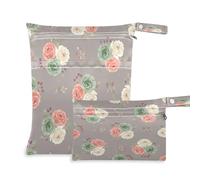 Waassud 2 sacchetti per pannolini riutilizzabili con rose color crema