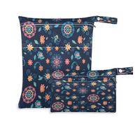 Waassud 2 sacchetti per pannolini riutilizzabili Flok-Art Mandala Wet Bag Organizer per pannolini per costume da bagno vestiti da palestra