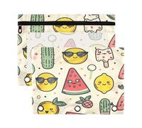 Waassud Astuccio per matite a 3 anelli, confezione da 2 astucci lisci con cerniera, trasparenti, per la scuola, Multicolore, one sizex2