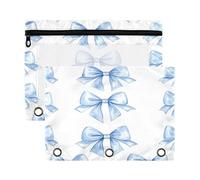 Waassud Astuccio per matite a 3 anelli, confezione da 2 astucci lisci con cerniera, trasparenti, per la scuola, Multicolore, one sizex2