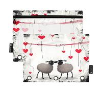 Waassud Astuccio per matite per raccoglitori a 3 anelli, astuccio trasparente con cerniera, due belle pecore (2), astuccio per matite (confezione da 2), Multicolore, one sizex2