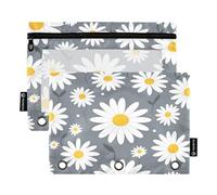 Waassud Astuccio per matite per raccoglitori a 3 anelli, astuccio trasparente con cerniera liscia, astuccio Magritte bianco, confezione da 2, Multicolore, one sizex2