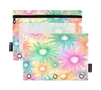 Waassud Astuccio per matite per raccoglitori a 3 anelli, astuccio trasparente con cerniera liscia, astuccio colorato Magritte astuccio per matite, confezione da 2, Multicolore, one sizex2