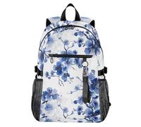 Waassud Blue Cherry Blossoms - Zaino per computer portatile, unisex, 20 l, stile casual, con scomparto per notebook da 14 pollici, leggero, per università, lavoro, attività all'aperto