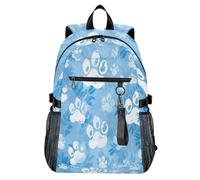 Waassud Blue Paw Prints (2) Zaino per computer portatile, unisex, 20 l, casual, con scomparto per notebook da 14 pollici, leggero, per università, lavoro, attività all'aperto
