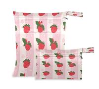 Waassud Borsa a righe fragole bagnate riutilizzabili borse per pannolini organizer per pannolini con 2 tasche con cerniera per costume da bagno vestiti da palestra