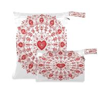 Waassud Borsa a secco con mandala per San Valentino, riutilizzabile, organizer per pannolini, con 2 tasche con cerniera, per costume da bagno e abbigliamento da palestra, Multicolore, Taglia unica,