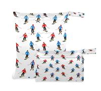 Waassud Borsa da uomo per sciare e bagnare, riutilizzabile, organizer per pannolini, con 2 tasche con cerniera, per costume da bagno e abbigliamento da palestra