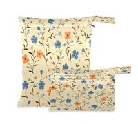 Waassud Borsa organizer per pannolini con fiori blu e arancioni, riutilizzabile, con 2 tasche con cerniera, per costume da bagno e abbigliamento da palestra, Multicolore, Taglia unica, moderno