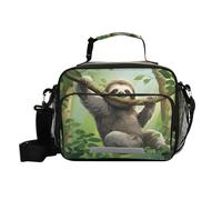 Waassud Borsa per il pranzo con bradipo nella giungla, per donne e uomini, riutilizzabile, isolata, borsa termica con tracolla, per viaggi e lavoro all'aperto