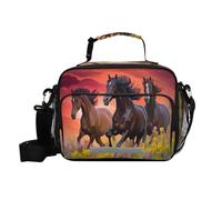 Waassud Borsa per il pranzo con cavalieri al tramonto, per donne e uomini, riutilizzabile, isolata, borsa termica con tracolla, per viaggi e lavoro all'aperto