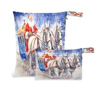 Waassud Borsa per pannolini con Babbo Natale per guida bagnata, riutilizzabile, organizer per pannolini, con 2 tasche con cerniera per costume da bagno e abbigliamento da palestra, Multicolore, Taglia