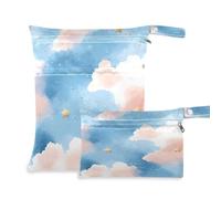 Waassud Borsa per pannolini con design pastello da sogno borsa bagnata riutilizzabile borse organizer per pannolini con 2 tasche con cerniera per costume da bagno abbigliamento da palestra,