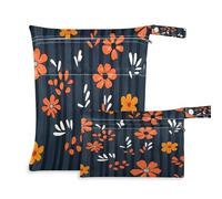 Waassud Borsa per pannolini con fiori arancioni, riutilizzabile, con 2 tasche con cerniera, per costume da bagno e palestra, Multicolore, Taglia unica, moderno