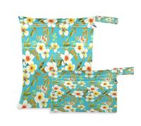 Waassud Borsa per pannolini con fiori di pero, riutilizzabile, organizer per pannolini, con 2 tasche con cerniera, per costume da bagno e abbigliamento da palestra