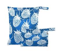 Waassud Borsa per pannolini con fragole bianche, riutilizzabile, con 2 tasche con cerniera, per costume da bagno e palestra