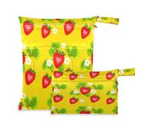Waassud Borsa per pannolini con fragole con Dasies Wet Dry Bag riutilizzabile organizer per pannolini con 2 tasche con cerniera per costume da bagno vestiti da palestra