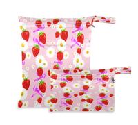 Waassud Borsa per pannolini con fragole con fiori e 2 tasche con cerniera per costume da bagno e palestra