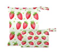 Waassud Borsa per pannolini con fragole, riutilizzabile, con 2 tasche con cerniera, per costume da bagno e palestra