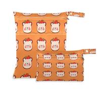 Waassud Borsa per pannolini con orsi con fragole, riutilizzabile, con 2 tasche con cerniera, per costume da bagno e palestra