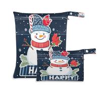 Waassud Borsa per pannolini con pupazzo di neve rosso cardinale uccello bagnato riutilizzabile borse organizer per pannolini con 2 tasche con cerniera per costume da bagno vestiti da palestra,